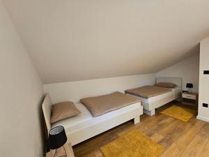 Cette chambre mansardée comprend 2 lits. dans l'établissement Apartman Marin, à Livno
