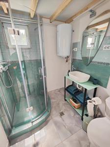 布朗的住宿－Rainbow Chalet，带淋浴和盥洗盆的浴室