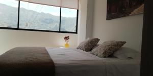 a bed with two pillows in a room with a window at Hermoso Apartamento Ibagué 402 F1 in Ibagué +5 photos