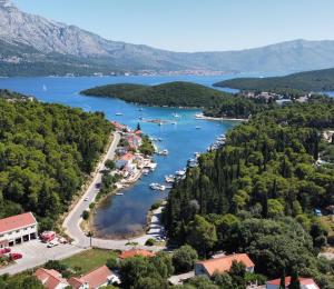 a view of a river with boats in the water at Apartman Kalac in Korčula