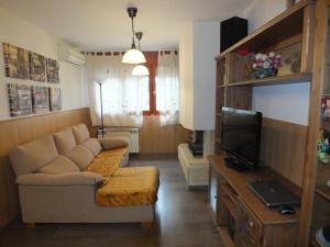 salon z kanapą i telewizorem w obiekcie La Llar de Peramola w mieście Peramola