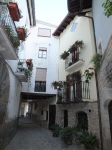 alejka z doniczkami na balkonach budynku w obiekcie La Llar de Peramola w mieście Peramola