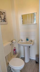 ein Badezimmer mit einem weißen WC und einem Waschbecken in der Unterkunft The Kathrene in Fleetwood