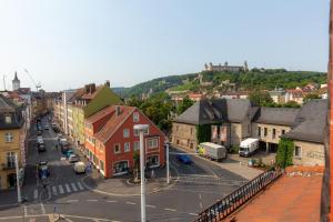 an aerial view of a town with a street at Hotel Residence in Würzburg
