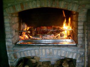 a turkey being cooked in a brick oven at Holiday Home Bojko in Krapje