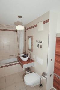 a bathroom with a toilet and a sink and a tub at ☆Luxuriöses Apartment☆ Central MUC Enjoy & relax in Munich