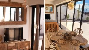 TV a/nebo společenská místnost v ubytování Bungalow Allende Famara con piscina privada y AC