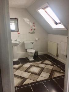 a bathroom with a toilet and a sink at Thornleigh House in Peterborough