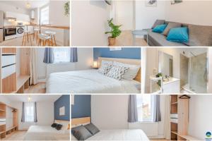 Posteľ alebo postele v izbe v ubytovaní 3 APPTS - 3 à 7 lits - Parfait 6 à 10 pers - max 29 pers - 1 immeuble - Convivialité, Rentabilité ------ ENGLISH - 3 APTS - 3 to 7 beds - Ideal for 6 to 10 guests - Up to 29 - Same building -- Cattenom