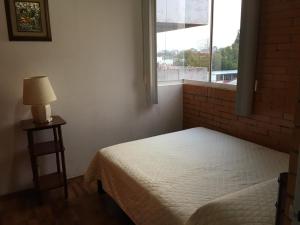 - une chambre avec un lit et une fenêtre dans l'établissement Vista Espectacular, à Mexico