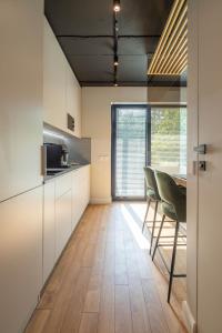 Virtuvė arba virtuvėlė apgyvendinimo įstaigoje Green Studio apartment in Vanagupė