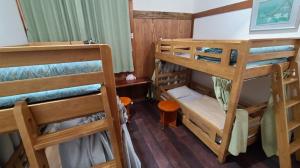 Pokój z 2 łóżkami piętrowymi i biurkiem w obiekcie Minsyuku Koshiyama w mieście Shirakawa