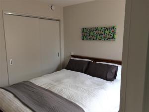a bedroom with a bed and a painting on the wall at Nouvo Apartments in Wellington
