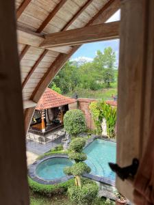a view of a swimming pool with a tree next to it at Wisnu Lumbung Uluwatu in Uluwatu