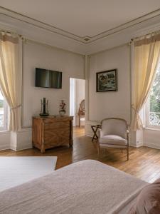 TV tai viihdekeskus majoituspaikassa Bed & Breakfast Château Les Orchidées SAUMUR
