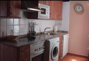 cocina con fregadero y lavadora en Casa Abilio, en Villatoro