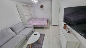 a living room with a couch and a bed at SeaNest Mangalia in Mangalia