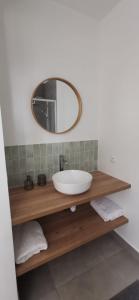 een badkamer met een wastafel en een spiegel bij Duplex Dax in Dax