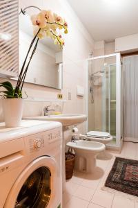 een badkamer met een wasmachine en een toilet bij i cedri in Turijn