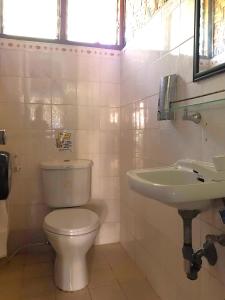 a bathroom with a toilet and a sink at Island Tiki Paradise Resort in Panglao Island