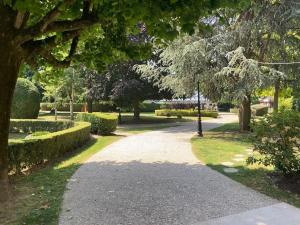 a path in a park with trees and bushes at Lovely studio 35 m2 with garden. 2/4 people in Le Chesnay