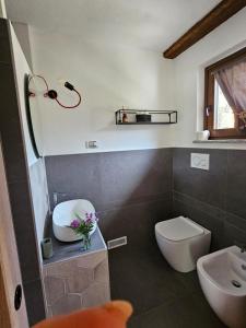 a bathroom with a toilet and a sink at Ai Tetti Nuovi in Roccaforte Mondovì