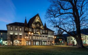 a large building with a tree in front of it at Hotel Sächsischer Hof in Meiningen