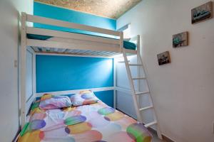 サン・マルタン・ダルデーシュにあるApartments La Vieille Sourceのベッドルーム1室(二段ベッド1組、はしご付)