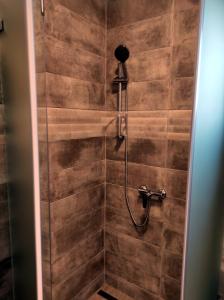 道喬尼托毛伊的住宿－Villa Grácia，浴室内设有一个带淋浴喷头的淋浴间。