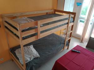 two bunk beds in a room with a window at Room in Guest room - Chambre dhote sur ParisPantin in Pantin