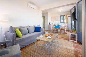 un salon avec un canapé et une table dans l'établissement Mare by Vintage Travel, à Tsoukaladhes