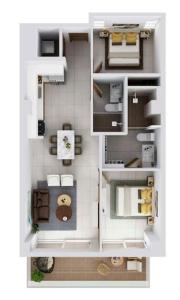 a floor plan of a small apartment at Pavilion 2BR Golden Zone - 1 Block to Beach in Bucerías +32 photos