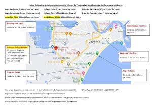 a map of the city of shanghai with attractions at Cabo Frio - Hospedagem Central - Aluguel Econômico in Cabo Frio