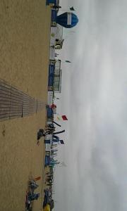 a long line of kites flying in the sky at Bahia beach . Plage dahomey in Bouznika