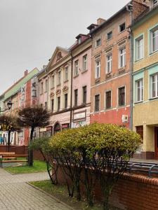 a row of buildings on a city street at Apartament Sztolnia in Kowary