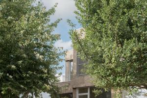 a building with trees in front of it at Hotel Amiuka in O Pedrouzo