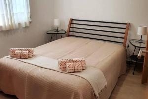 ein Schlafzimmer mit einem Bett mit zwei Kissen darauf in der Unterkunft Casa da Assenta in Assenta