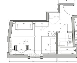 Denah lantai Cozy Studio Apartment Unit 12 in Center of Zurich