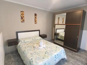 a bedroom with a bed and a mirror at Apartamento de luxe centro in Chascomús