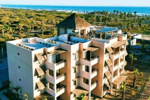 an aerial view of a hotel on the beach at Departamento Altata Punta Paraiso in Altata