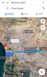 a screenshot of a google map of a city at Appartement en résidence in Agadir