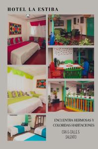 a collage of four pictures of a hotel la estella at LA ESTIBA HOTEL in Salento