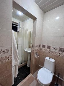 y baño con aseo y lavamanos. en EMILI GUEST HOUSE, en Gyumri