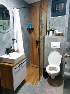 a bathroom with a toilet and a sink at Apartmani Višegradski pogled in Višegrad