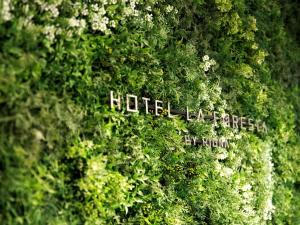 un buisson avec un panneau au milieu dans l'établissement Hotel La Foresta By Rigna, à Fukuoka