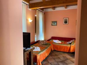 Habitación de hotel con 2 camas y TV en Borgo delle Panie en Careggine