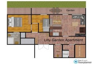 The floor plan of Lilly Chalet- Apartments with private sauna, close to ski lifts