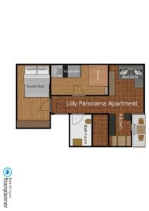 The floor plan of Lilly Chalet- Apartments with private sauna, close to ski lifts