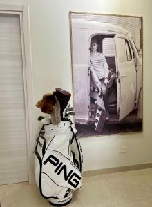 a picture of a dog sitting in a car on a scooter at Garda Flow Holiday Home in Lonato del Garda