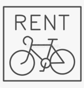 un cartel que dice alquiler con bicicleta en La Rustica mini apartment en Ortona